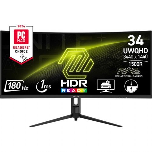 Zaslon MSI MAG 342CQR E2 34" / UWQHD / 180Hz / 1ms / ukrivljen (črn) 86,36 cm / 3440x1440