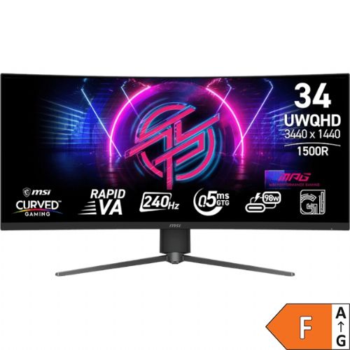 Monitor MSI MPG 346CQRF X24 86,36 cm (34") / UWQHD / 240Hz / 0,5ms / ukrivljen / HDR400 / USB-C 98W / nastavljiv po višini / črn