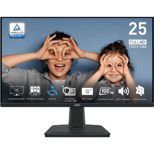 Monitor MSI PRO MP251 / 62,2 cm (24,5") / FHD / IPS / 100Hz / 1ms (MPRT)/300cd/m2/crni