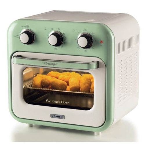 Zračni cvrtnik in mini pečica Ariete 3-v-1 Vintage Green, 1350 W, za 16 L, bela/svetlo zelena