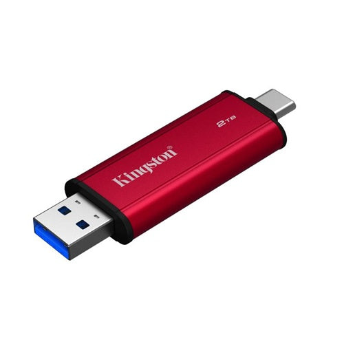 Zunanji SSD disk Kingston 2TB USB-A/USB-C 3.2 Gen 2, hitrost branja 1050 MB/s, rdeč/črn