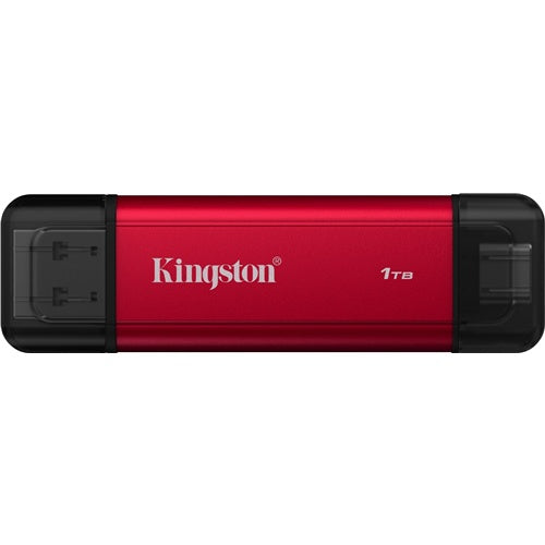 Zunanji SSD disk Kingston SPSD/1TB 1TB, USB-A/USB-C 3.2 Gen 2, hitrost branja 1.050 MB/s, prenosni, rdeč/črn
