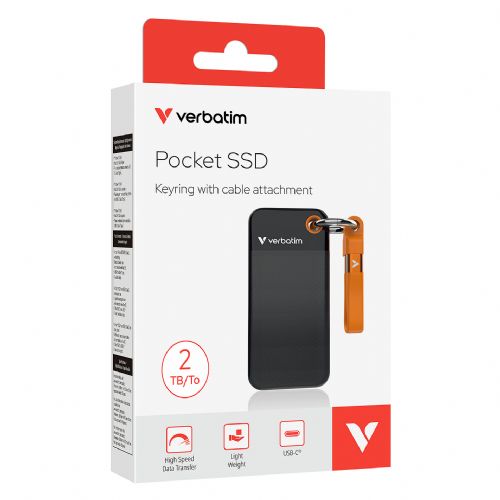 2TB Verbatim Pocket USB 3.2 Typ-C črno-oranžen