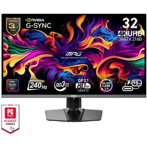 Monitor TFT MSI MPG 322URXDE 80 cm (31,5"), QD-OLED, 250 cd/m2, 0,03ms, 240 Hz črne barve