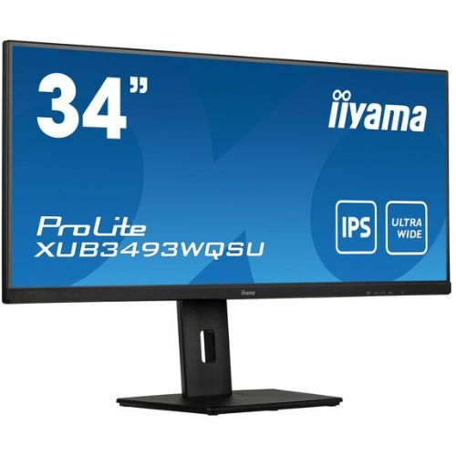 Iiyama 34W LCD poslovni monitor, 86,36 cm (34"), 3440 x 1440 (UWQHD), 400 cd/m2, IPS 21:9, 4 ms, HDMI, DisplayPort, USB 3.0, podešavanje visine, stojeći zvučnik