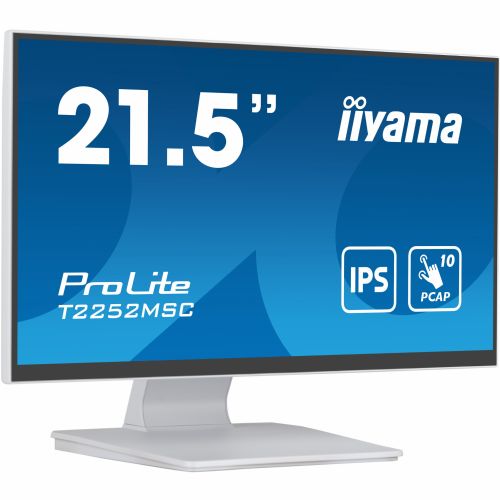 Monitor Iiyama ProLite T2252MSC-W2 54,6 cm (21,5"), 1920x1080 (FHD), 250cd/m2, 16:9 FHD IPS Touch 5ms HDMI DP zvočnik bel