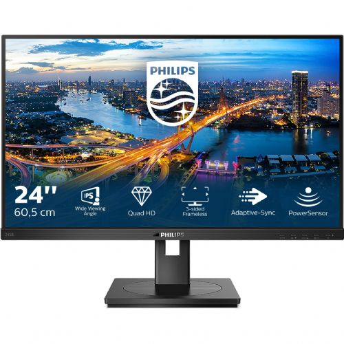 Monitor Philips B Line 245B1, 60,5 cm (23,8"), 2560 x 1440 (QHD), 16 : 9, QHD, IPS, 4 ms, 75 Hz, HDMI, DVI, DP, zvočnik, pivot, črn