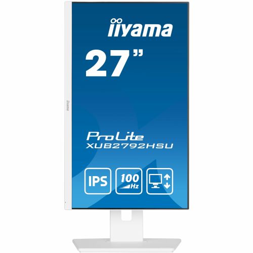 Monitor Iiyama Prolite XUB2792HSU-W6 68,58 cm (27"), 1920x1080 (FHD), IPS, 250cd/m2, 16:9, 100Hz 0,4ms HDMI DP USB LS Pivot Vesa Bela