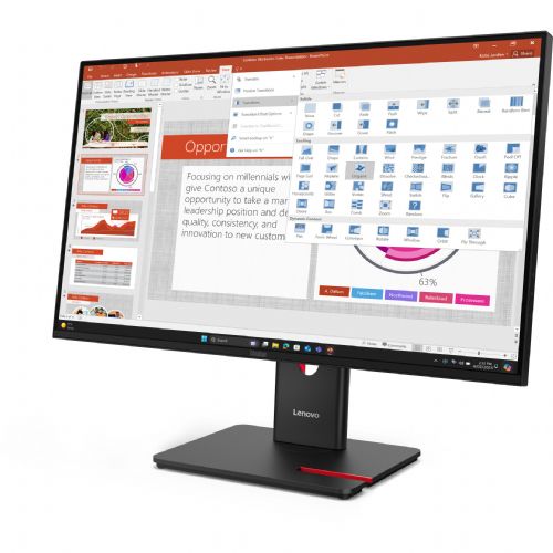 Monitor Lenovo ThinkVision T27-40 68,6 cm (27"), 1920x1080 (FHD), 16:9 IPS, 300cd/m2 1500:1 HDMI DP VGA USB