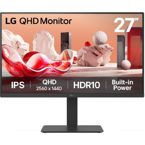 Monitor LG 27BA54QB-B, 68,5 cm (27"), 2560 x 1400 QHD, 16:9, IPS, 350cd/m2, 75 Hz, 5 ms, črn