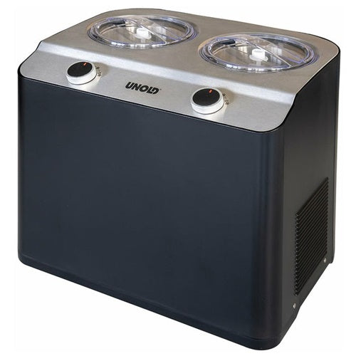 Aparat za pripravo sladoleda Unold Nestar Doppio Nero, za 2x1200 ml, 250 W kompresor, črna