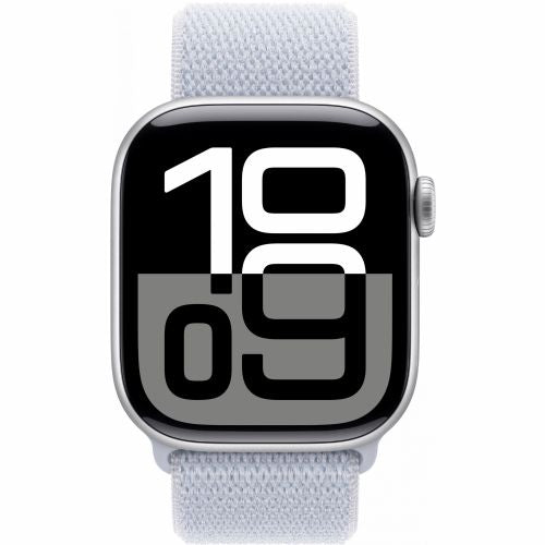 Pametna ura Apple Watch Series 10 GPS 42 mm srebrno aluminijasto ohišje s športno zanko – moder oblak