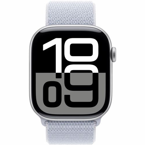 Pametna ura Apple Watch Series 10 GPS 46 mm srebrno aluminijasto ohišje s športno zanko – moder oblak