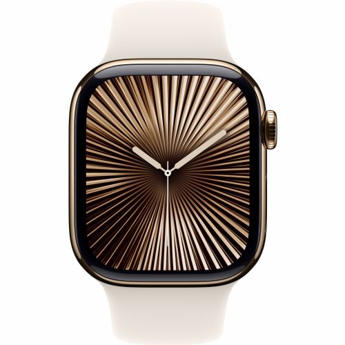 Pametna ura APPLE Watch Series 10 GPS + Cellular 42 mm zlato titanovo ohišje s športnim paščkom Starlight – M/L