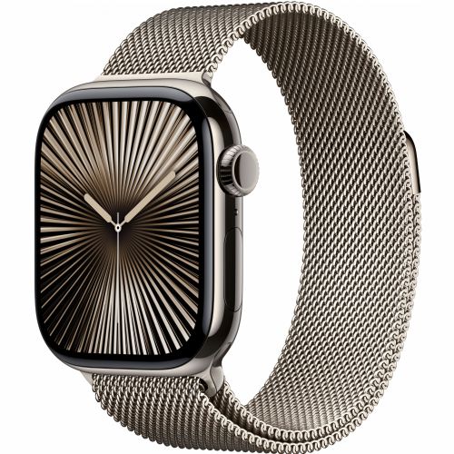 Apple Watch Series 10 GPS + Cellular 42 mm ohišje iz naravnega titana z naravno zanko Milanese