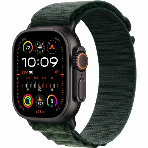 Pametna ura Apple Watch Ultra 2 (2024) LTE 49 mm črno titanovo ohišje z alpsko zanko L - temno zelena