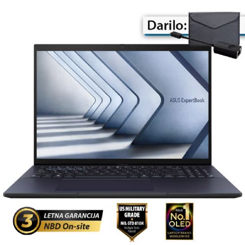 Prenosnik ASUS ExpertBook B9 OLED 14" (35,56cm) WQXGA+ Core 7 150U 32GB 2TB 0,99kg Windows 11 Pro + ovitek in LAN adapter (B9403CVAR-WB75E0X)