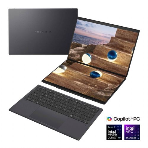 Prenosni računalnik Asus Zenbook Duo UX8407AA-SN094X Intel Core Ultra X9, 32GB RAM, 2TB SSD, 2x 14" 3K OLED zaslon, Windows 11 Pro