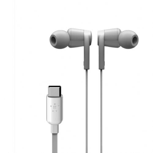 Ušesne slušalke Belkin Rockstar z USB-C priključkom, bele