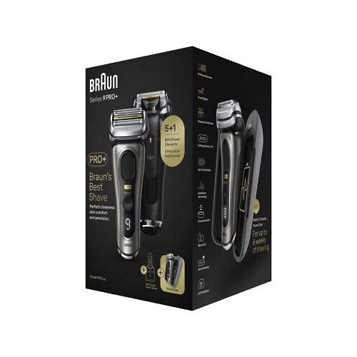 Braun Series 9 Pro+ brijač 9575cc, vodootporan, bežični, s punjivom litij-ionskom baterijom, crni i srebrni