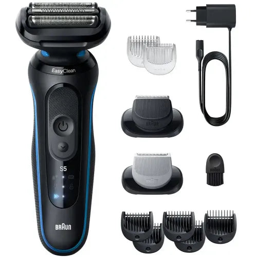Braun Series 5 52-B1650s brijač, 60 minuta rada, 60 minuta punjenja, za mokro i suho brijanje, crno/plavi