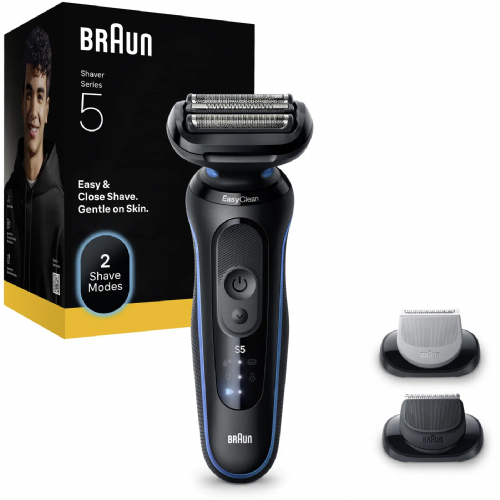 Braun Series 5 52-B1650s brijač, 60 minuta rada, 60 minuta punjenja, za mokro i suho brijanje, crno/plavi