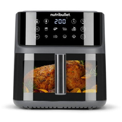 Cvrtnik na vroč zrak Nutribullet CRISPLITE VISION (črn/srebrn, 2000 W, 8-litrska košara, z oknom za ogled)