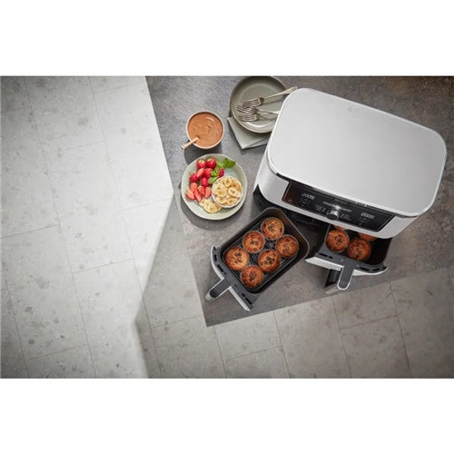 Cvrtnik na vroči zrak Ninja Foodi Max AF400EUWH, 2 x 1235 W, 2 posodi po 4,75 l, 6 programov, do 240 °C, bel