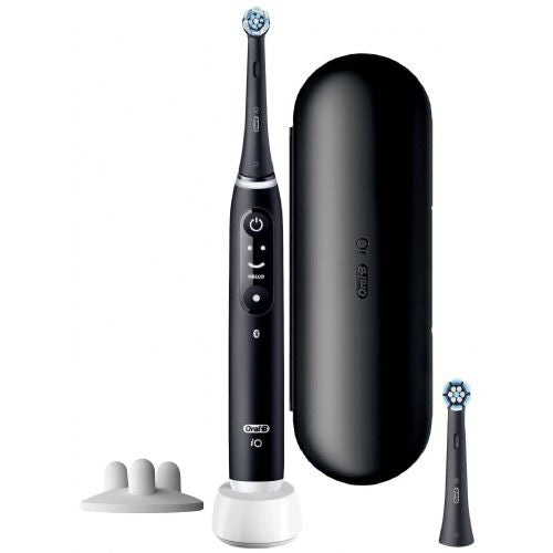 Električna zobna ščetka Oral-B iO Series 6s črna, magnetna tehnologija, 5 načinov čiščenja, pametni nadzor tlaka, interaktivni zaslon, litij-ionska baterija