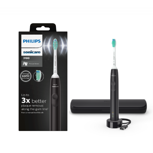 Električna zobna ščetka Philips Sonicare 3100 Series HX3671/14, Li-Ion, do 14 dni delovanja, nadzor tlaka, časovnik, 1 način čiščenja, črna