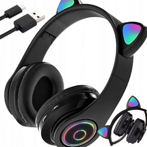 Otroške slušalke Extralink Pro črne | Žične slušalke | Mačja ušesa