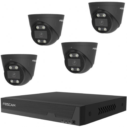 FOSCAM FN9108E-T4-2T Überwachungskameraset 4 Kameras mit Recorder Schwarz