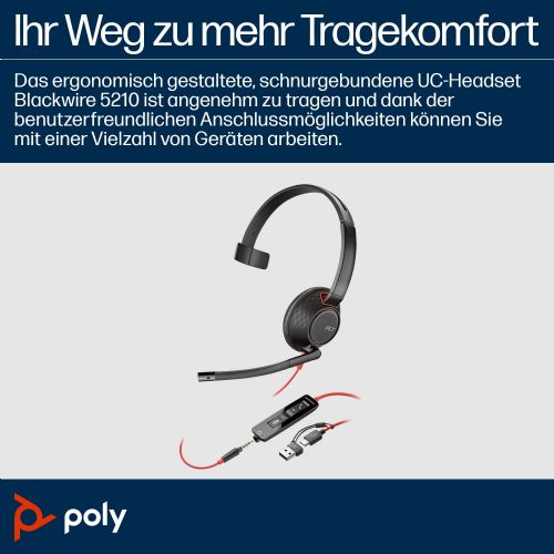Slušalke HP Poly Headset Blackwire C5210 Mono USB-C/A &amp; 3,5 mm (razsuto)