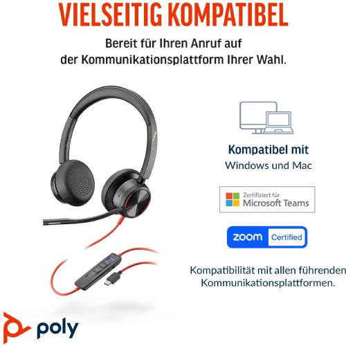 Slušalke HP Poly Headset Blackwire C8225-M Stereo USB-C/A Teams