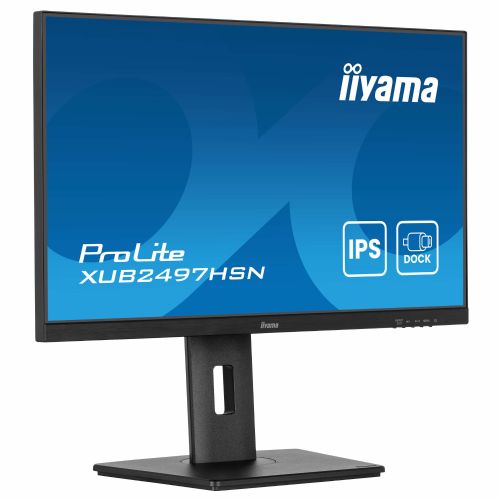 Monitor Iiyama ProLite XUB2497HSN-B2, 60,5 cm (23,8"), 1920 x 1080 (FHD), IPS, 300 cd/m2, 1 ms, 16 : 9, 100 Hz, HDMI, DP, USB-C (65 W), Hub, zvočnik, črn 98139202