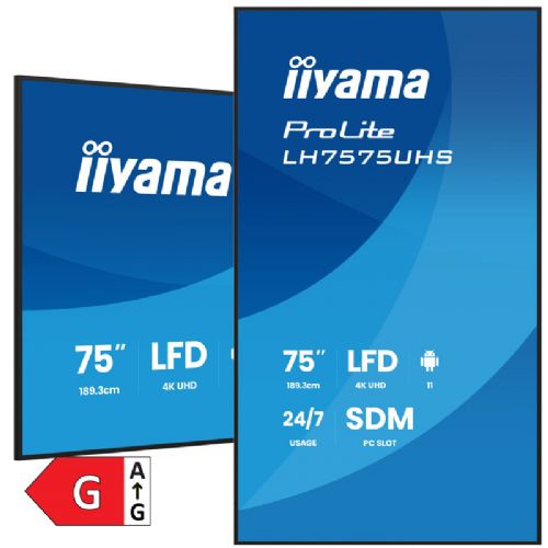 Informacijski zaslon IIYAMA ProLite LH7575UHS-B2AG 75" (189,3cm) 4K UHD IPS HDMI/DP 24/7 zvočniki
