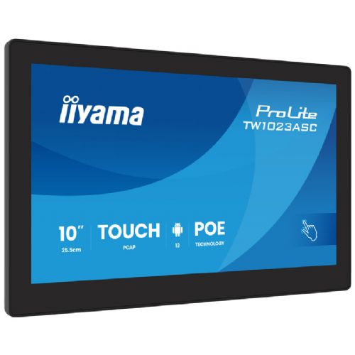 Informacijski monitor iiyama ProLite TW1023ASC-B3P, 25,7 cm (10,1"), P-CAP na dotik, Android 13, PoE