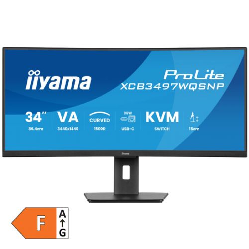 Monitor IIYAMA ProLite XCB3497WQSNP-B1 86,7 cm (34") UWQHD VA 120 Hz HDMI/DP/USB-C zvučnici