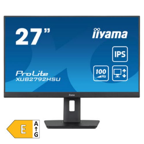 Monitor Iiyama ProLite XUB2792HSU-B6 68,58 cm (27"), 1920x1080 (FHD), 250cd/m2, 16:9 FHD IPS 100Hz 0,4ms HDMI DP Pivot VESA zvočnik črn