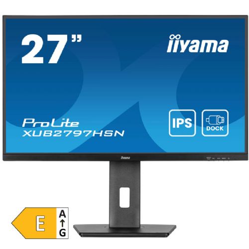 Monitor Iiyama ProLite XUB2797HSN-B2, 68,6 cm (27"), 1920 x 1080 (FHD), IPS, 300 cd/m2, 16 : 9, 1 ms, 100 Hz, HDMI, DP, USB-C (65 W), zvučnik, pivot, crni