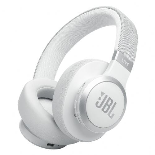 JBL LIVE 770 NC brezžične Bluetooth slušalke z naglavnim ovratnikom, bele barve
