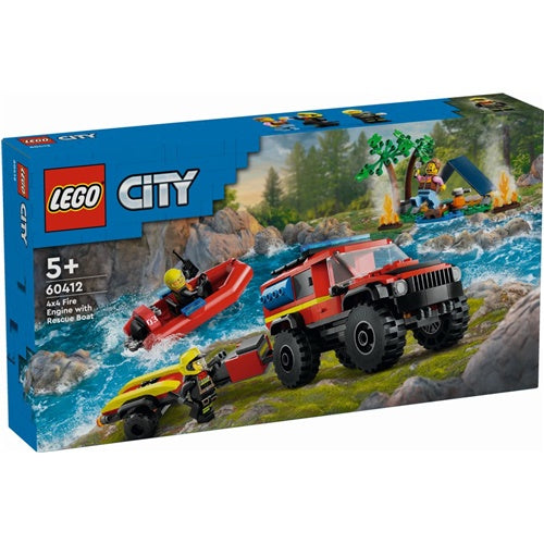 Kocke Lego® City: Gasilski tovornjak 4x4 z reševalnim čolnom (60412)