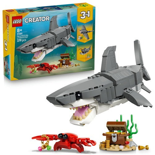 Kocke Lego Creator 3-v-1 Divji morski pes z zakladnico, 379 kock, od 8. let (31381)