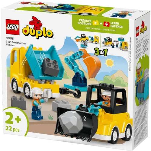 Kocke Lego DUPLO Town Gradbena vozila - komplet 3 v 1, 22 kock, od 2. let (10475)