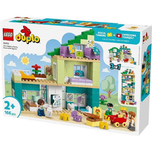 Kocke Lego DUPLO Town Sodobna družinska hiša s figurami - komplet 3 v 1, 166 kock, od 2. let (10470)