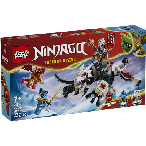 Kocke Lego Ninjago Zilvar na svojem zmaju Grimtaku, 232 kos, od 7. let (71863)