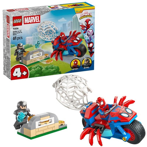 Kocke Lego Super Heroes Marvel Spidey in njegovi super prijatelji Spidey na motorju proti nosorogu, 61 kock, od 4. let (11206)