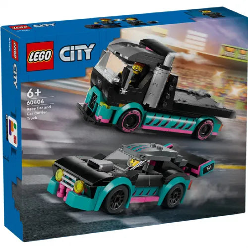 Kocke Lego® City Dirkalni avto in tovornjak za prevoz avtomobilov (60406)