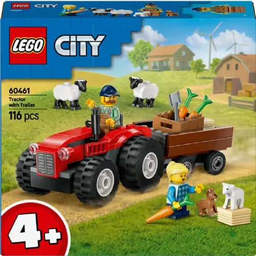 Kocke Lego City: Rdeči kmetijski traktor s prikolico in ovčka (60461)