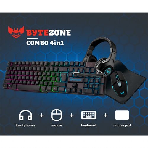 Bytezone BZ-X4EU set, crni (tipkovnica, miš, slušalice i podloga)